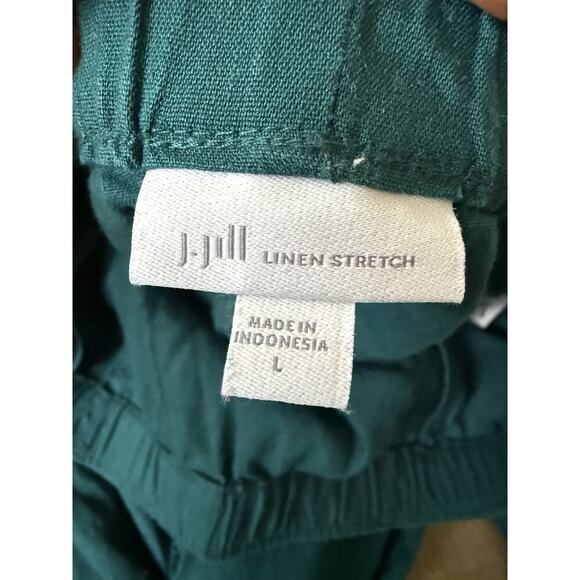 J Jill Linen Wide Leg Crop Pants Women’s Green Teal Color Linen Blend Size Large - Picture 6 of 9
